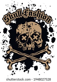 Gothic sign with skull and bones, grunge vintage design t shirts