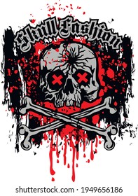 Gothic sign with skull and bones, grunge vintage design t shirts