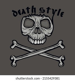 Gothic sign with skull and bones, grunge vintage design t shirts