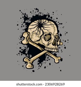 Gothic sign with skull and bones, grunge vintage design t shirts
