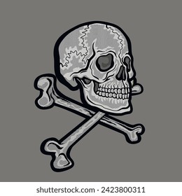 Gothic sign with skull and bones, grunge vintage design t shirts