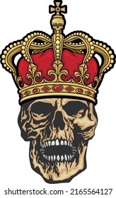 Gothic sign with skull with crown, grunge vintage design t shirts