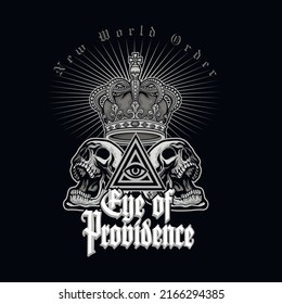 Gothic sign with skull with crown, grunge vintage design t shirts