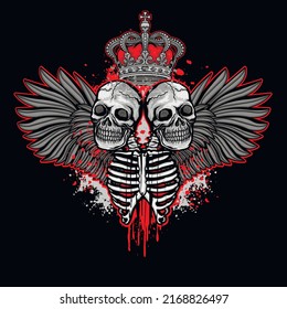 Gothic sign with skull and crown, grunge vintage design t shirts