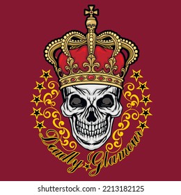 Gothic sign with skull with crown, grunge vintage design t shirts