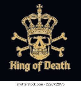 Gothic sign with skull in crown, grunge vintage design t shirts