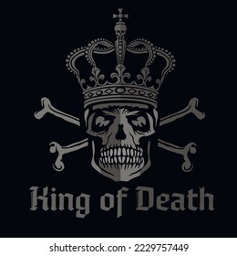, gothic sign with skull in crown, grunge vintage design t shirts