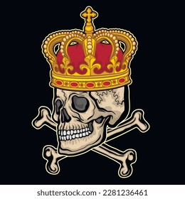 Gothic sign with skull and crown, grunge vintage design t shirts