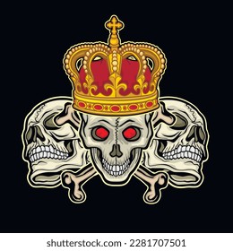 Gothic sign with skull and crown, grunge vintage design t shirts