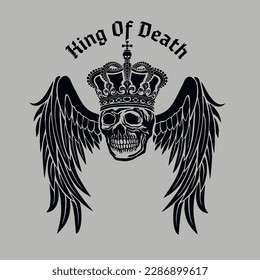 Gothic sign with skull in crown, grunge vintage design t shirts