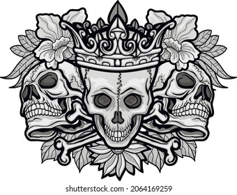 Gothic sign with skull and flowers, grunge vintage design t shirts