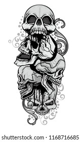 Gothic sign with skull, grunge vintage design t shirts