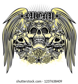 Gothic sign with skull, grunge vintage design t shirts

