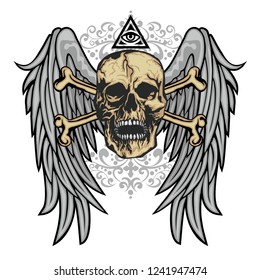 Gothic sign with skull, grunge vintage design t shirts