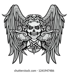 Gothic sign with skull, grunge vintage design t shirts