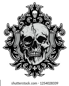 Gothic sign with skull, grunge vintage design t shirts