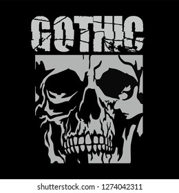 Gothic sign with skull, grunge vintage design t shirts
