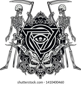 Gothic sign with skull, grunge vintage design t shirts