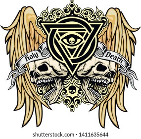Gothic sign with skull, grunge vintage design t shirts
