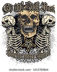 Gothic sign with skull, grunge vintage design t shirts
