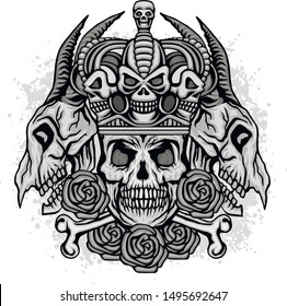 Gothic sign with skull, grunge vintage design t shirts - Shutterstock ID 1495692647