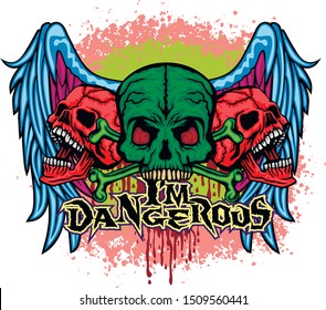 Gothic sign with skull, grunge vintage design t shirts