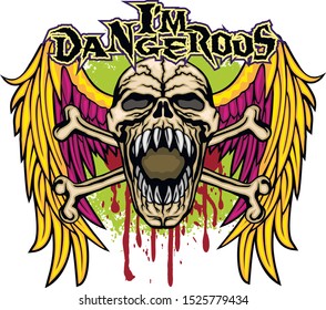 Gothic sign with skull, grunge vintage design t shirts