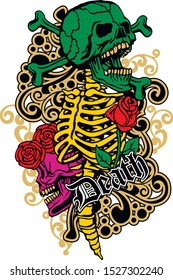 Gothic sign with skull, grunge vintage design t shirts
