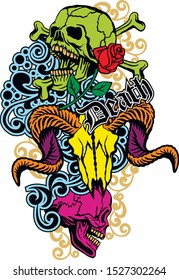 Gothic sign with skull, grunge vintage design t shirts
