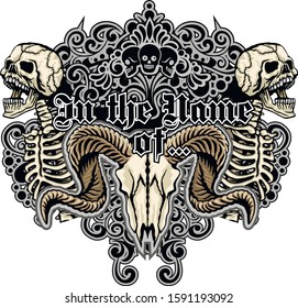 Gothic sign with skull, grunge vintage design t shirts
