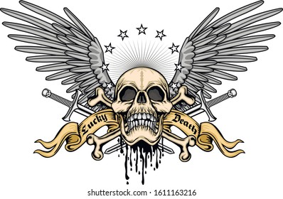 Gothic sign with skull, grunge vintage design t shirts