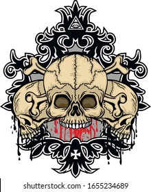 Gothic sign with skull, grunge vintage design t shirts