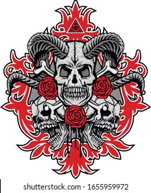 Gothic sign with skull, grunge vintage design t shirts