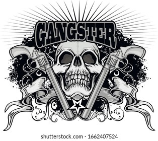 Gothic sign with skull, grunge vintage design t shirts
