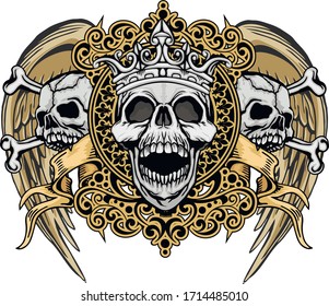 Gothic sign with skull, grunge vintage design t shirts