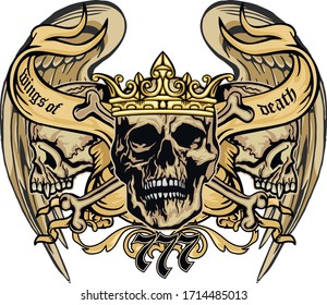 Gothic sign with skull, grunge vintage design t shirts