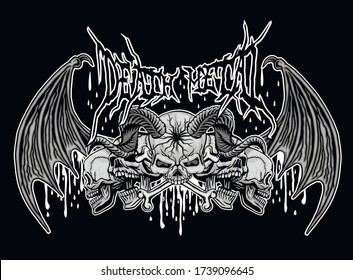 Gothic sign with skull, grunge vintage design t shirts