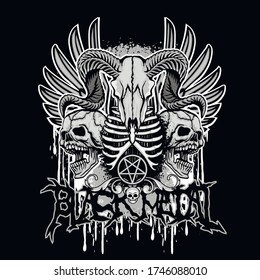 Gothic sign with skull, grunge vintage design t shirts