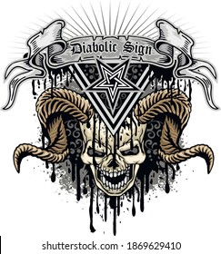 Gothic sign with skull, grunge vintage design t shirts
