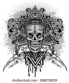 Gothic sign with skull, grunge vintage design t shirts
