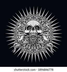 Gothic sign with skull, grunge vintage design t shirts