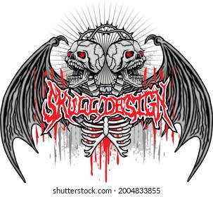 Gothic sign with skull, grunge vintage design t shirts