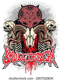 Gothic sign with skull, grunge vintage design t shirts