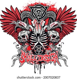 Gothic sign with skull, grunge vintage design t shirts