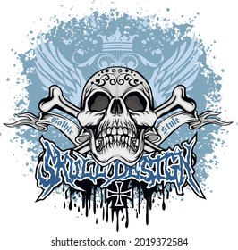 Gothic sign with skull, grunge vintage design t shirts