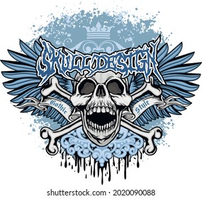 Gothic sign with skull, grunge vintage design t shirts