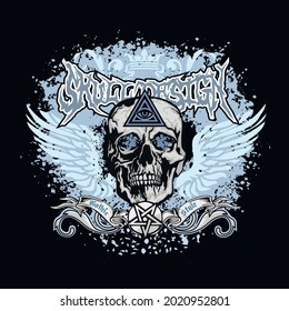 Gothic sign with skull, grunge vintage design t shirts