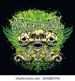 Gothic sign with skull, grunge vintage design t shirts