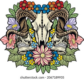 Gothic sign with skull, grunge vintage design t shirts