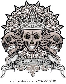 Gothic sign with skull, grunge vintage design t shirts